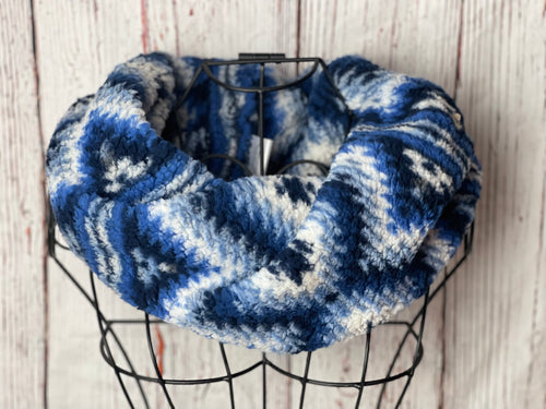 Blue Aztec Sherpa Cowl Neck Warmer